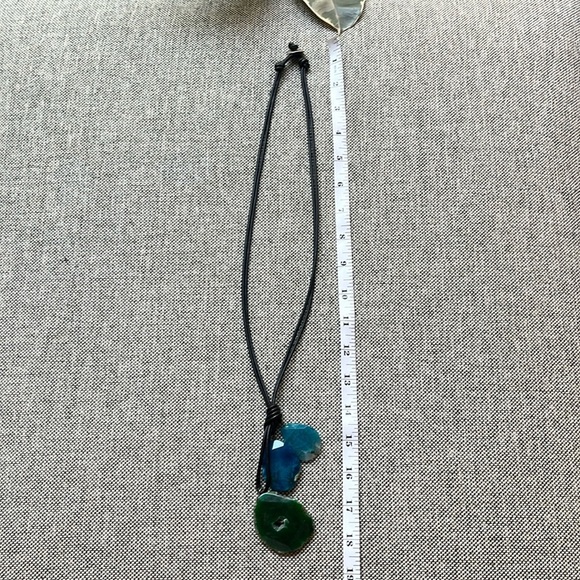 Handmade Blue and Green Stone Necklace with brown cord , Made in Athens, Greece - Picture 17 of 17